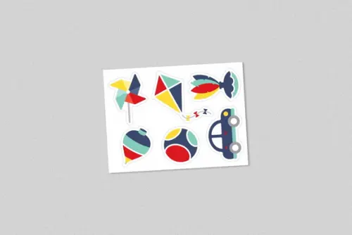 Cartela de Adesivos Brinquedos Antigos