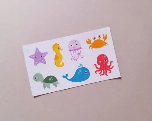 Cartela de Adesivos Fundo do Mar