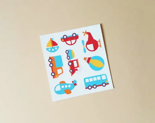 Cartela de Adesivos Meios de Transporte