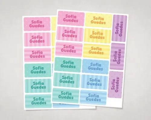 Etiquetas Cadernos e Livros Candy Colors em Vinil