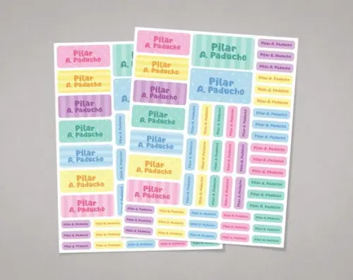 Etiquetas Escolares Candy Colors em Adesivo Comum