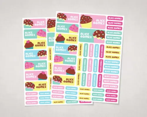 Etiquetas Escolares Cupcake em Vinil
