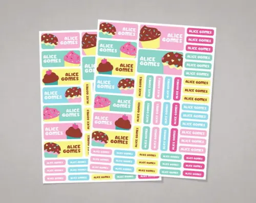 Etiquetas Escolares Cupcake em Adesivo Comum