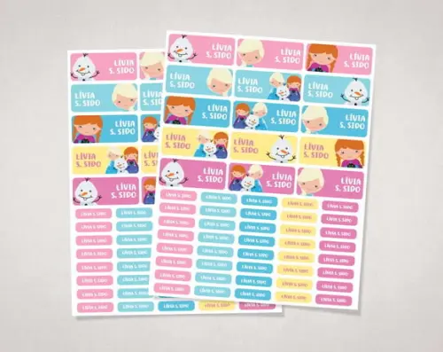 Etiquetas Escolares Frozen em Vinil