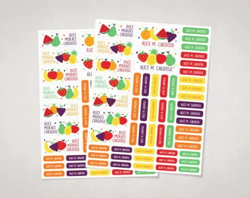 Etiquetas Escolares Frutinhas em Vinil