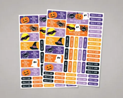 Etiquetas Escolares Halloween em Adesivo Comum