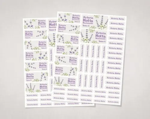 Etiquetas Escolares Lavanda em Vinil
