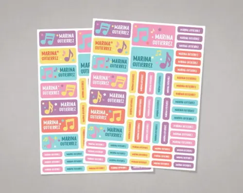 Etiquetas Escolares Notas Musicais Candy Color Adesivo Comum