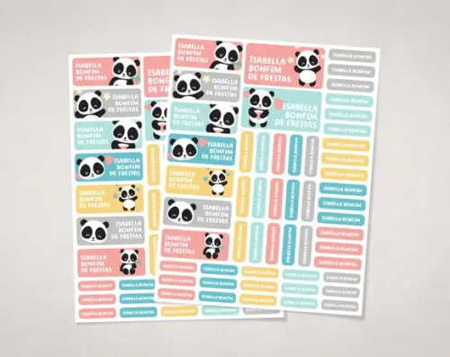 Etiquetas Escolares Pandas em Vinil