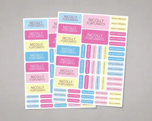 Etiquetas Escolares sem Tema Baby Colors em Adesivo Comum