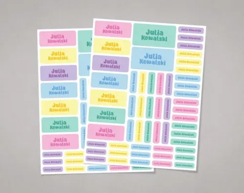 Etiquetas Escolares sem Tema Candy Colors em Adesivo Comum