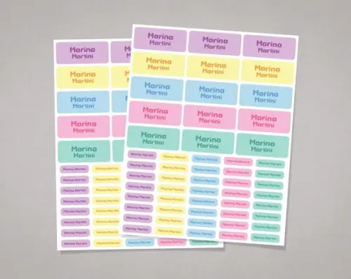 Etiquetas Escolares sem Tema Candy Colors em Adesivo Comum