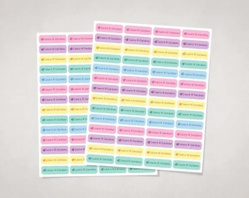Etiquetas Lápis Coração Candy Colors Vinil Adesivo
