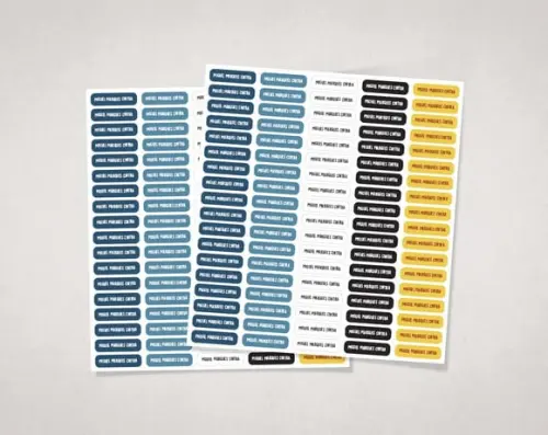 Etiquetas Lápis e Canetinhas Azul e Amarelo Vinil Adesivo