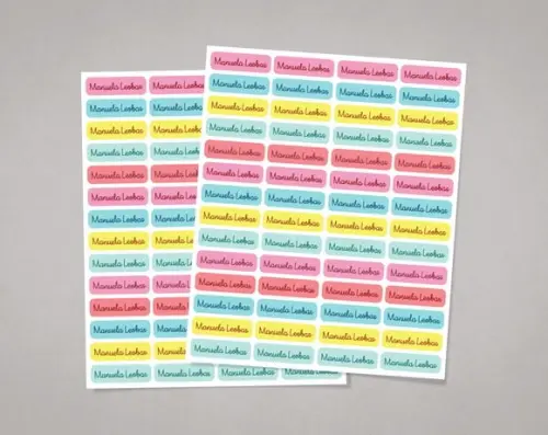 Etiquetas Lápis e Canetinhas Cores Aquarela Adesivo Comum