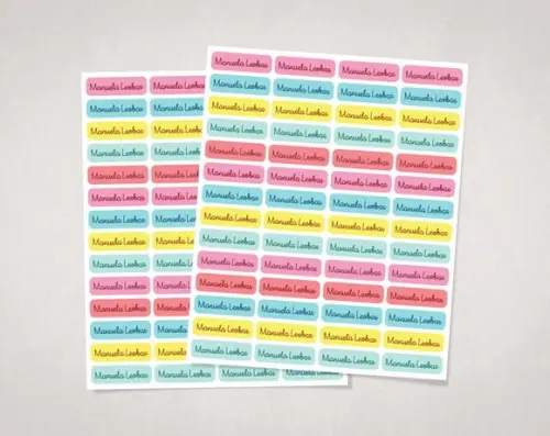 Etiquetas Lápis e Canetinhas Cores Aquarela Vinil Adesivo