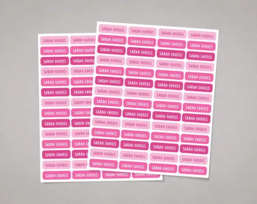Etiquetas Lápis e Canetinhas Tons de Rosa Adesivo Comum