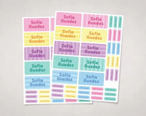 Etiquetas Materiais Escolares Candy Colors em Vinil