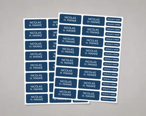 Etiquetas Material Escolar Azul Marinho em Adesivo Comum