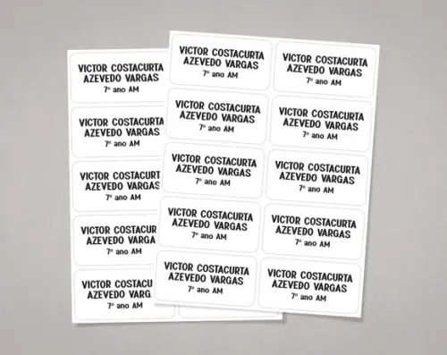 Etiquetas Material Escolar Brancas sem Tema em Adesivo Comum