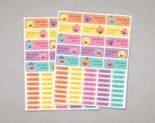 Etiquetas Material Escolar Frutas Candy Colors Adesivo Comum