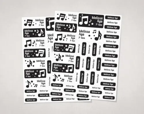 Etiquetas Material Escolar Notas Musicais em Vinil