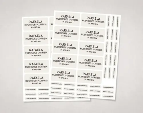 Etiquetas Material Escolar Offwhite sem Tema em Vinil