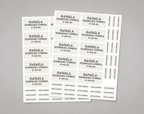 Etiquetas Material Escolar Offwhite sem Tema Adesivo Comum