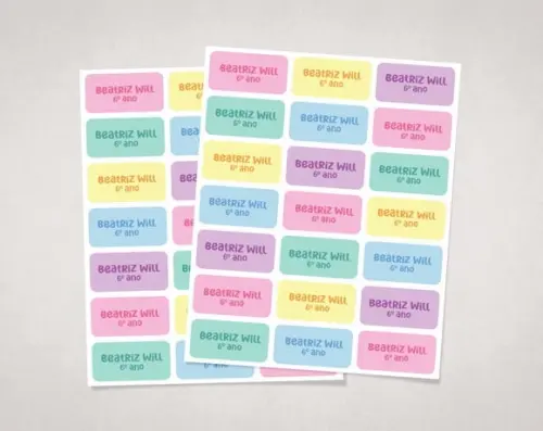 Etiquetas Material Escolar sem Tema Candy Colors em Vinil