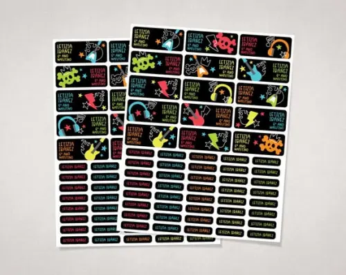 Etiquetas Material Escolar Rock And Roll em Vinil