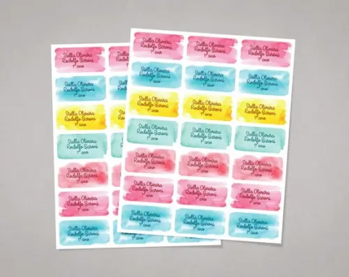 Etiquetas para Cadernos Aquarela em Adesivo Comum