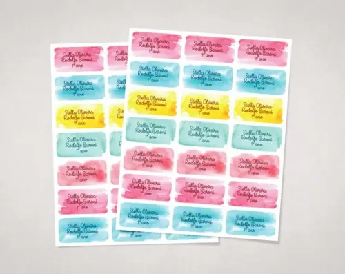 Etiquetas para Cadernos e Livros Aquarela em Vinil