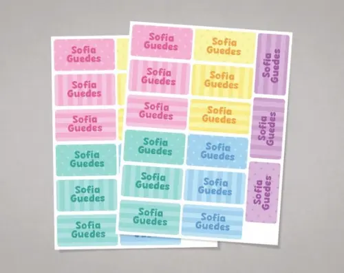 Etiquetas para Cadernos e Livros Candy Colors Adesivo Comum