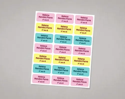 Etiquetas para Cadernos e Livros em Adesivo Comum