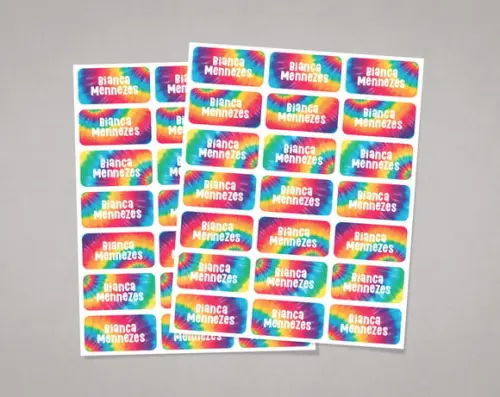 Etiquetas para Cadernos Tie-dye em Adesivo Comum
