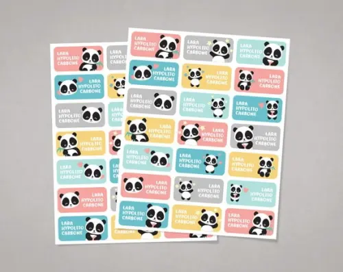 Etiquetas para Livros e Cadernos Pandas Adesivo Comum