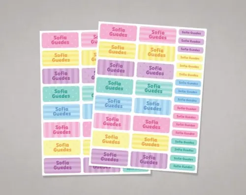 Etiquetas para Material Candy Colors Estampada Adesivo Comum