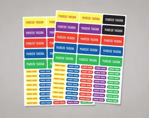 Etiquetas para Material Escolar Coloridas em Adesivo Comum