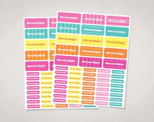 Etiquetas para Material Escolar Coloridas em Vinil