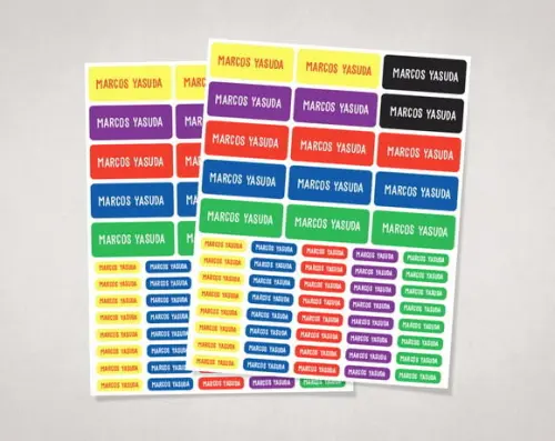 Etiquetas para Material Escolar Coloridas em Vinil