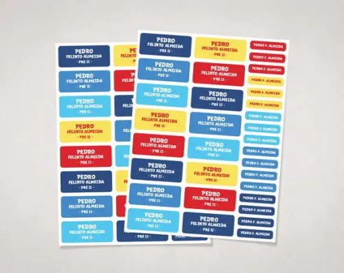 Etiquetas para Material Escolar Cores Primárias em Vinil