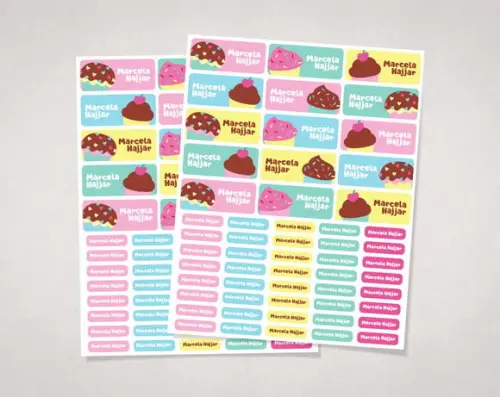 Etiquetas para Material Escolar Cupcake em Vinil