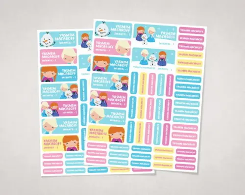 Etiquetas para Material Escolar Frozen em Vinil