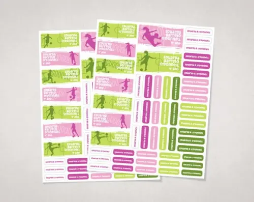 Etiquetas para Material Escolar Futebol Feminino em Vinil