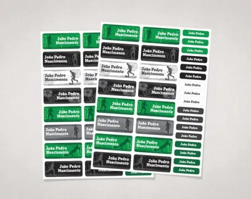 Etiquetas para Material Escolar Futebol em Vinil