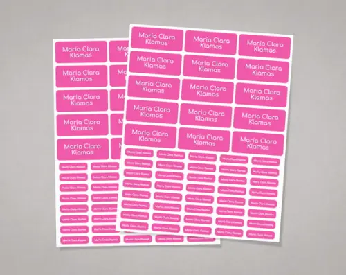 Etiquetas para Material Escolar Pink sem Tema Adesivo Comum