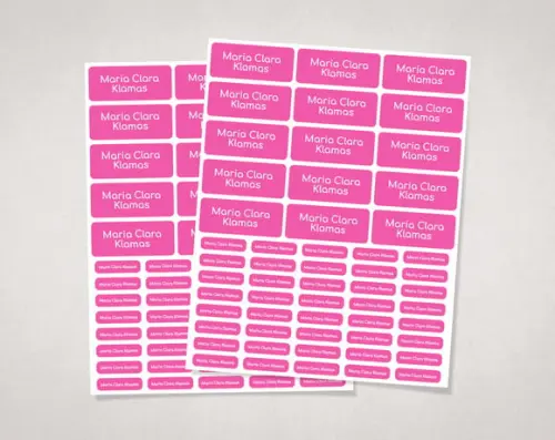 Etiquetas para Material Escolar Pink sem Tema em Vinil