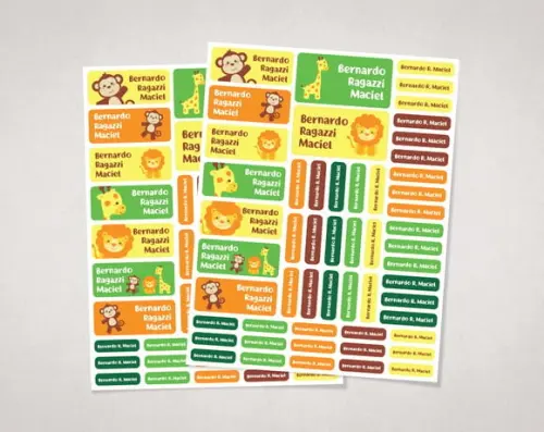 Etiquetas para Material Escolar Safari em Vinil