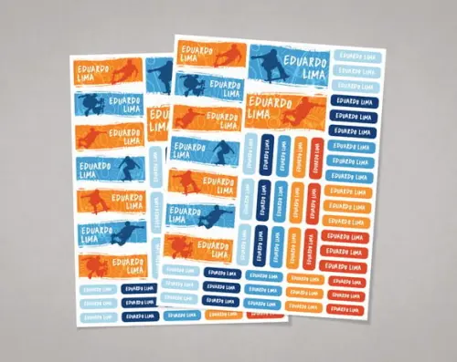 Etiquetas para Material Escolar Skate Adesivo Comum