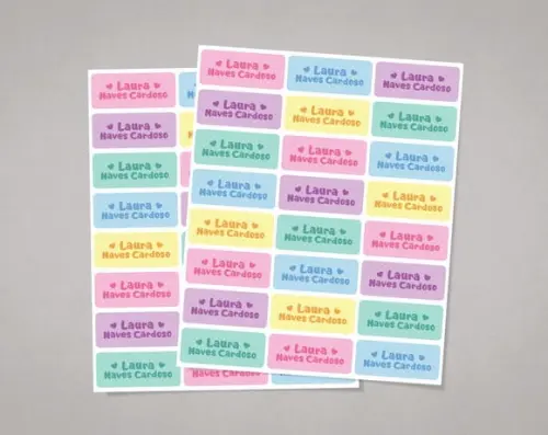 Etiquetas Personalizadas Coração Candy Colors Adesivo Comum